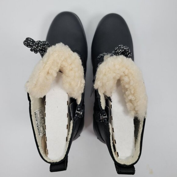 Sorel Emelie Women's Genuine Shearling Short Lace Cozy Black Boots US Size 7 NWB - Picture 7 of 12